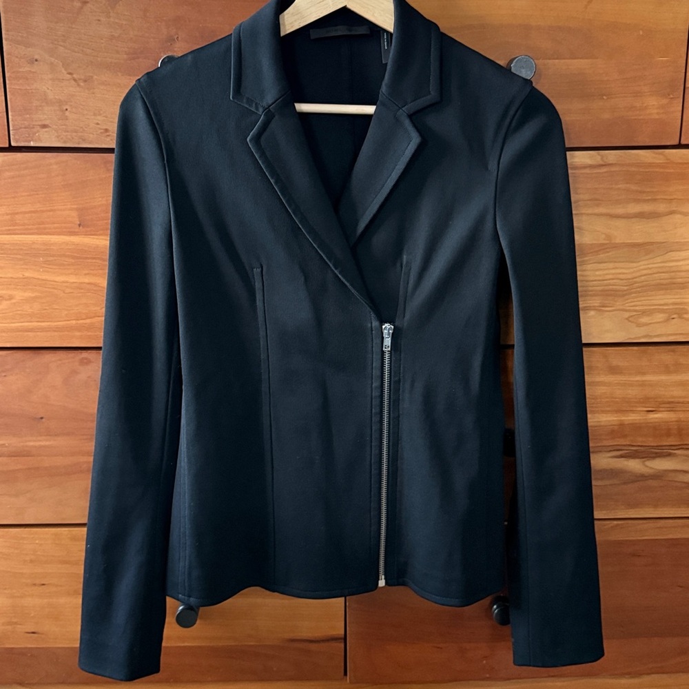 Helmut Lang Black Asymmetrical Zipper Blazer Size XS